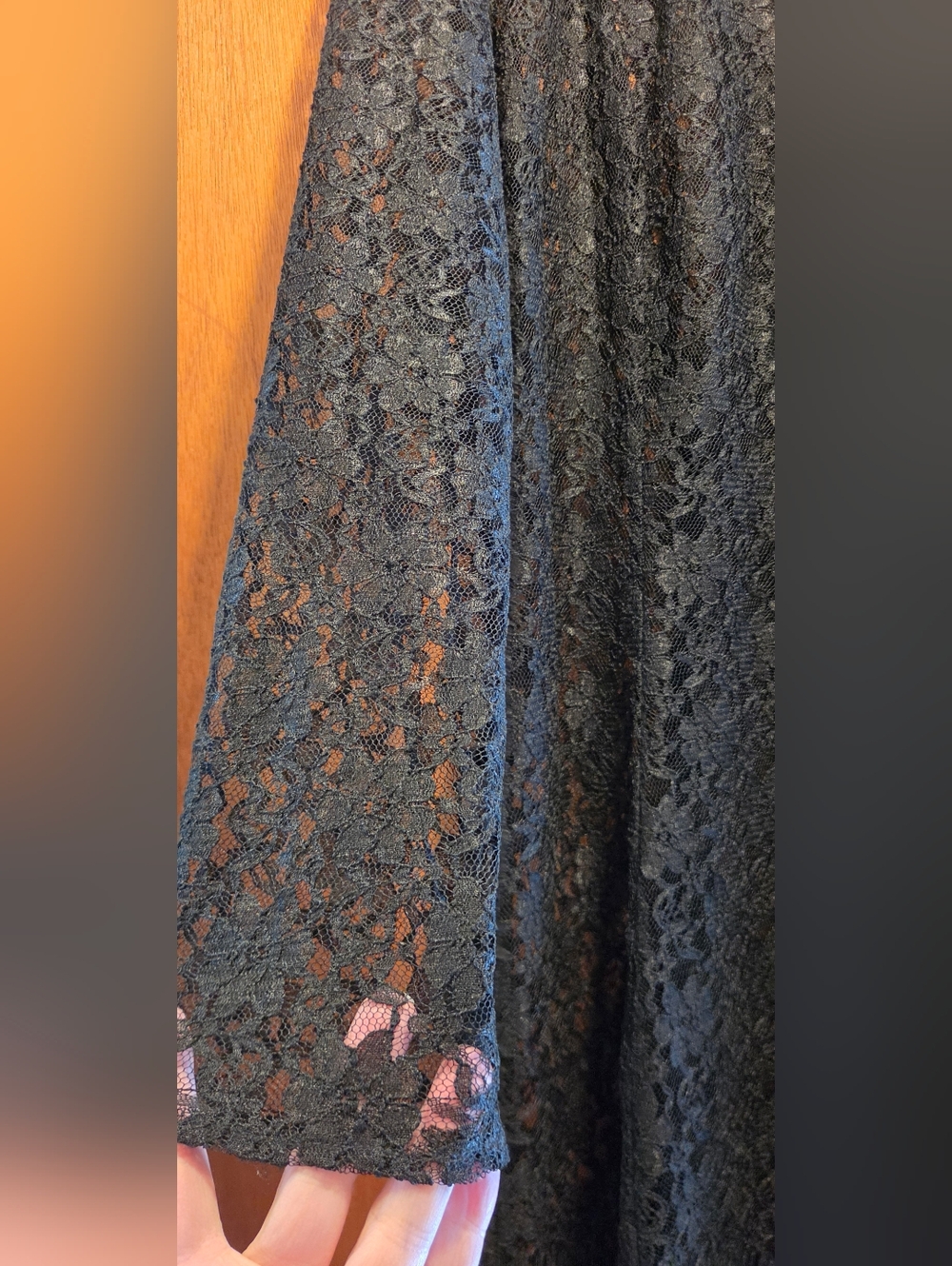All That Jazz Vintage Sheer Black Lace Long Sleeve Maxi Dress SzM - Picture 8 of 12